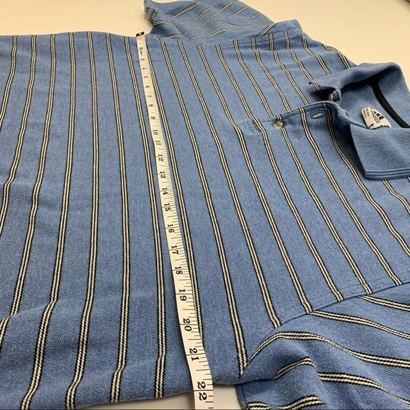 Adidas Light Blue and White Striped Cotton Polo Retro Shirt - Picture 10 of 14